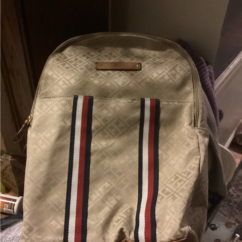 Cream Diamond Pattern Backpack